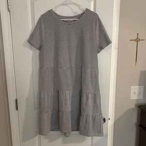 LOFT Black and White Striped Dress